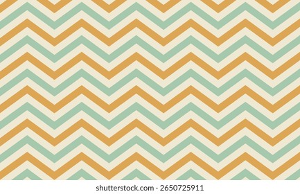 Retro chevron background with wavy zigzag lines in soft vintage colors. 70s-inspired abstract design with a nostalgic aesthetic. Perfect for posters, print, banners, social media graphics.