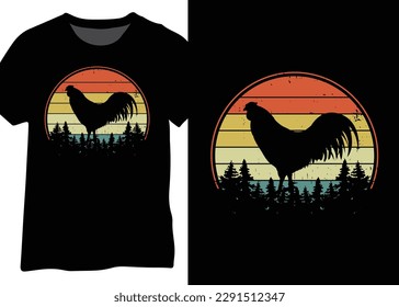 Retro Chicken Shirt Design, Chicken Retro Vector