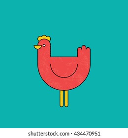 Retro chicken standing.