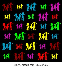 retro children silhouettes, vector art illustration