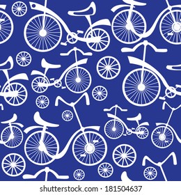 retro children's bicycle seamless pattern 
