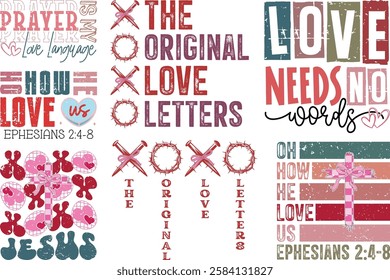 Retro Christian Valentine t-shirt design Bundle, Valentine t-shirt design Bundle, Retro Religious Valentine png, Happy Valentine's day T-shirt Design, Jesus T-shirt Design Bundle, christian bundle