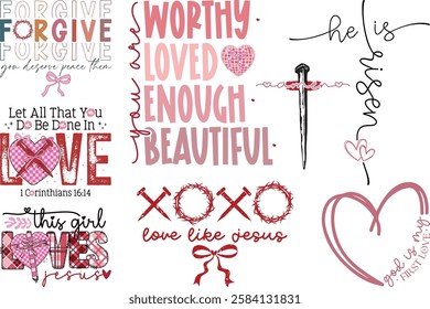 Retro Christian Valentine t-shirt design Bundle, Valentine t-shirt design Bundle, Retro Religious Valentine png, Happy Valentine's day T-shirt Design, Jesus T-shirt Design Bundle, christian bundle