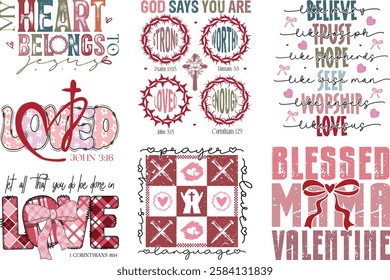 Retro Christian Valentine t-shirt design Bundle, Valentine t-shirt design Bundle, Retro Religious Valentine png, Happy Valentine's day T-shirt Design, Jesus T-shirt Design Bundle, christian bundle