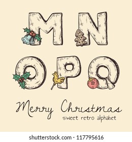 Retro Christmas Alphabet - N, M, O, P, Q