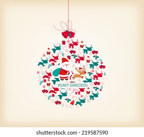Retro Christmas Background With Ball