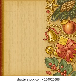 Retro Christmas background. EPS10 editable vector illustration with clipping mask.