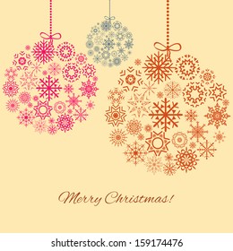 Retro Christmas ball - vector, illustration