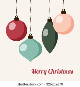 Retro Christmas card with Christmas balls, vector illustration background 