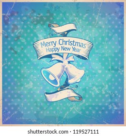 Retro Christmas card with bells. Eps10.