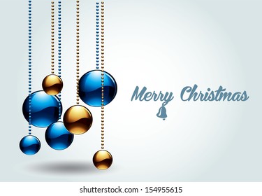 Retro Christmas card with christmas decorations 