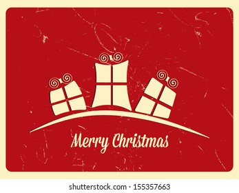Retro Christmas card with christmas decorations