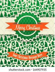 Retro Christmas Card Design with Christmas Elements 