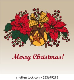  Retro Christmas card with Christmas flower