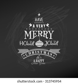 Retro Christmas Card on a Chalkboard in vector