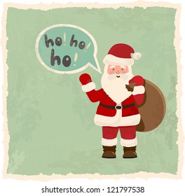 Retro christmas card, Santa Claus with speech bubble