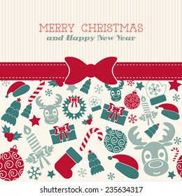 Retro Christmas card. Typography. vector illustration