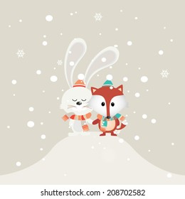 Retro Christmas card. Vector illustration