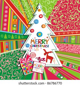 Retro Christmas Card. Vector Illustration