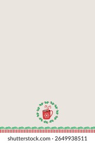 Retro Christmas clipart , Groovy Christmas, for sublimation designs , Holly Jolly, Santa jingle bell, candy with wreath under the border of kitchen towel used for textile product on beige background.
