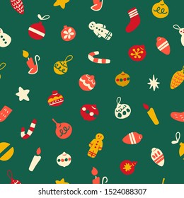 Retro Christmas Decoration Vector Background Seamless Pattern