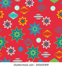 Retro christmas decorations seamless pattern. Vector illustration.