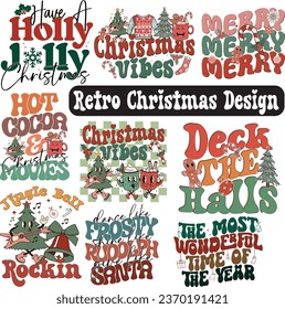 Retro Christmas Design, Christmas Bundle, Christmas SVG, Christmas PNG, svg