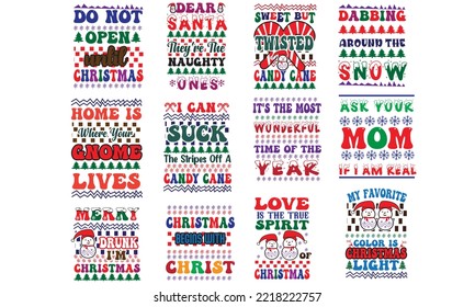 Retro Christmas Design Bundle. YOU WILL GET EPS FILE WITH 300PPI.