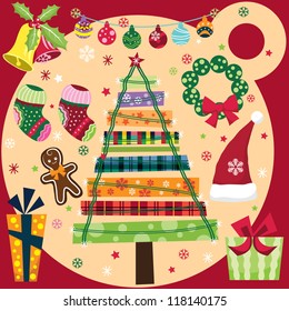 Retro Christmas Elements Set