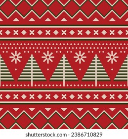 Retro christmas geometric seamless pattern vector image