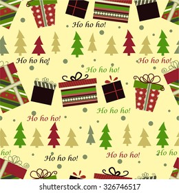 Retro Christmas Gift boxes Seamless pattern background