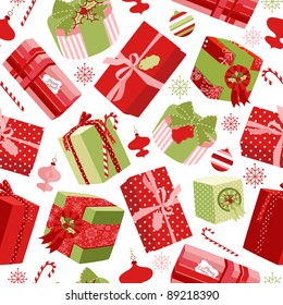 Retro Christmas Gift boxes. Seamless pattern