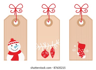 Retro Christmas Gift Tags isolated on white ( red )