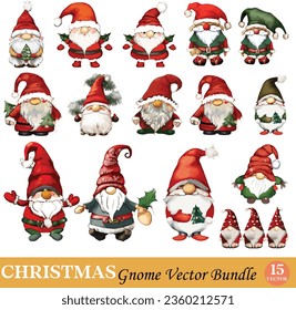 Diseño retro de vectores de gnome navideño