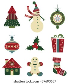 Retro Christmas icons