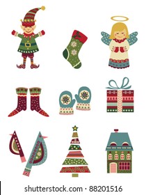 Retro Christmas icons