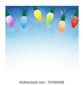 Retro Christmas Lights with Night Background