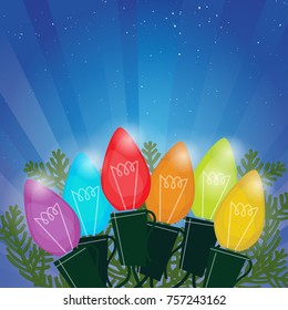 Retro Christmas Lights Rainbow Background