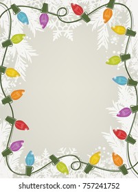 Retro Christmas Lights with Snowflakes Frame
