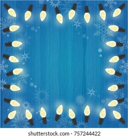 Retro Christmas Lights with Snowflakes Frame