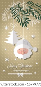 Retro Christmas Ornaments and trees. Vector illustration