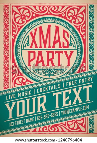 retro christmas party invitation holidays flyer stock vector
