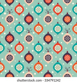 Retro Christmas pattern with Christmas balls and snowflakes