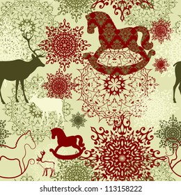Retro Christmas pattern Seamless christmas background