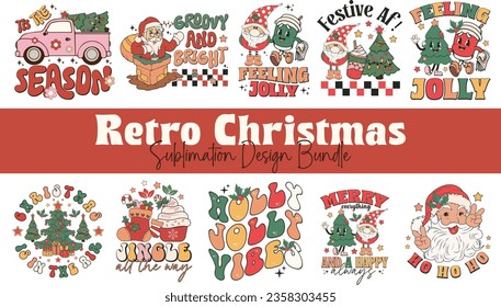 Retro Christmas PNG Sublimation Bundle