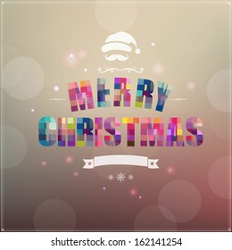Retro Christmas Poster With Banner, With Gradient Mesh, Vector Illustration