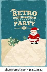 Retro christmas poster card with Santa
