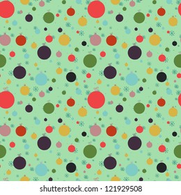 Retro Christmas seamless pattern with the xmas baubles. Vector illustration.