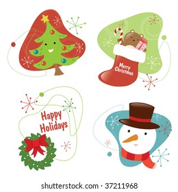 Retro Christmas Set 2 Isolated