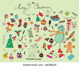 Retro Christmas set of elements